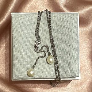 Love Knot Freshwater Pearl Lariat Necklace